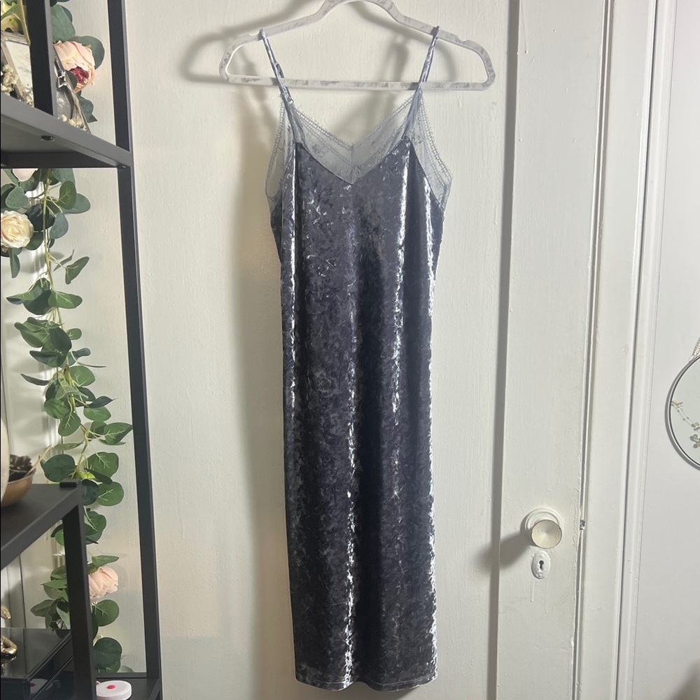 Mossimo Supply Co. Shimmering Silver Velvet Dress